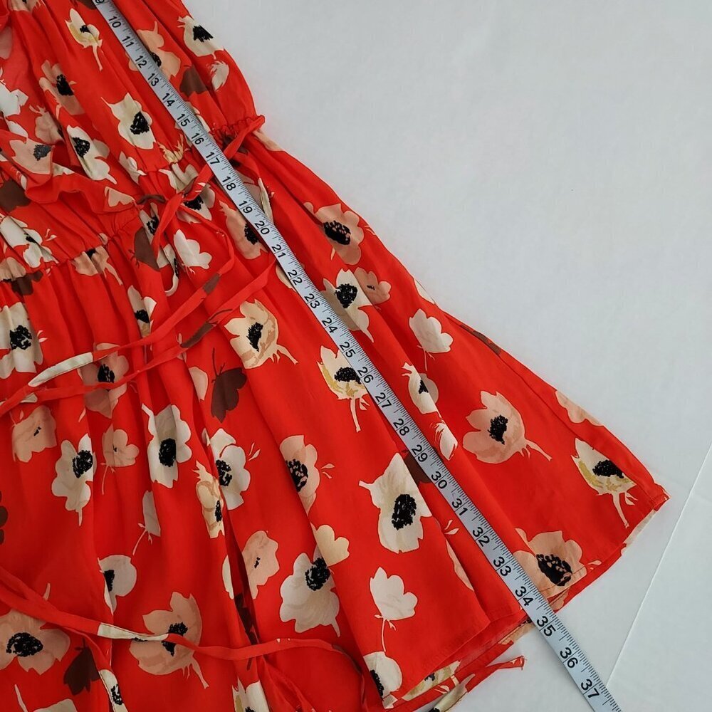 Zara Basic Orange Floral Wrap Crossover Mini Dres… - image 6